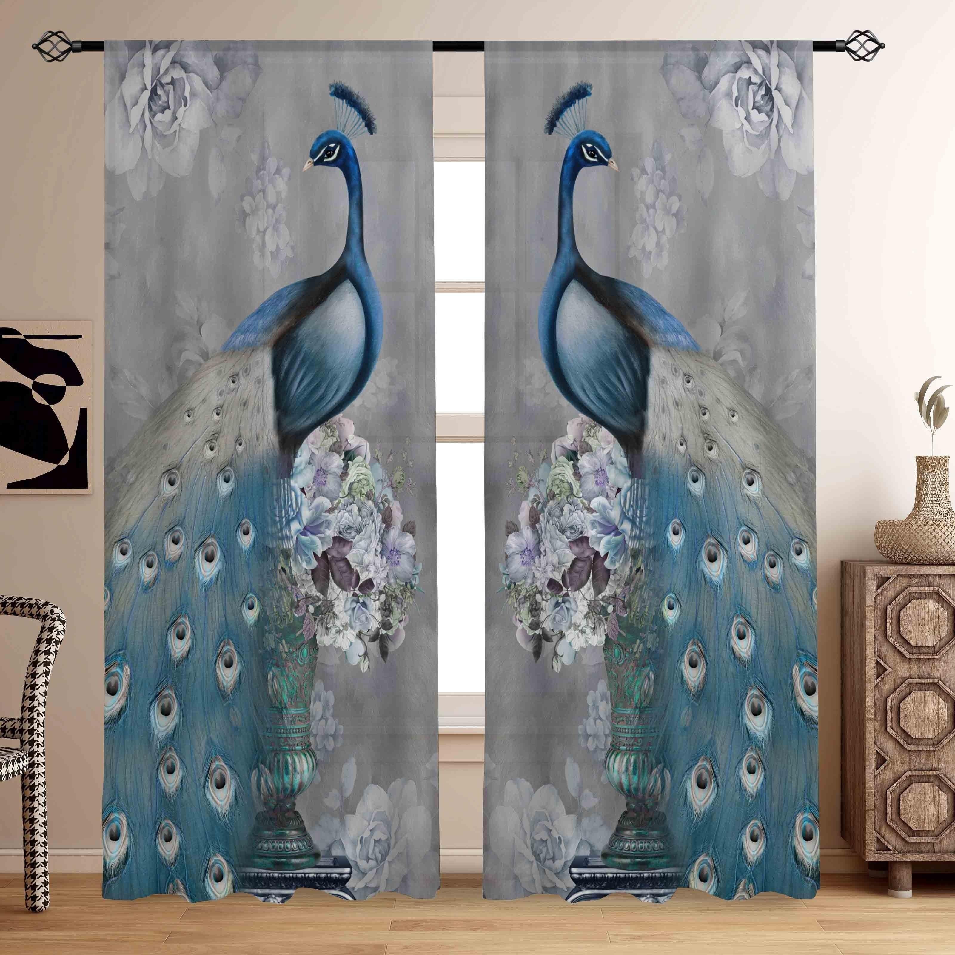 

Готический павлин, животное, цветок, винтажные шторы на окна для детей, гостиной, спальни, ванной, кухни, двери, домашний декор, распродажа, 2 шт. W120 X H270(CM)X2&Hook