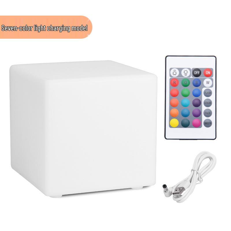 Seven-Color LED Luminous Cube: Night Light Stool & Outdoor Courtyard Lamp
