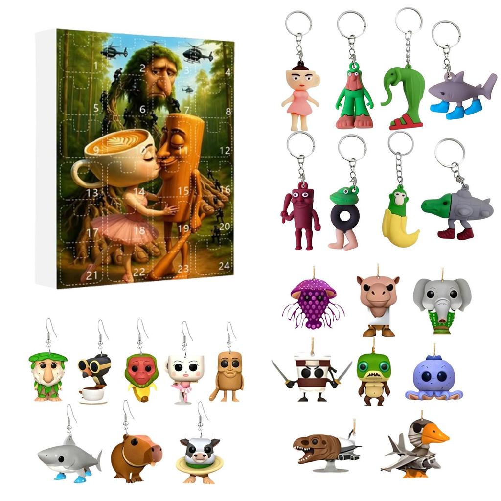 Tung Tung Tung Sahur Adventní kalendář, Tralalero Tralala postavičky, 24 dní Tung Tung Tung Sahur postavičkový odpočítávací kalendář sběratelské dárky