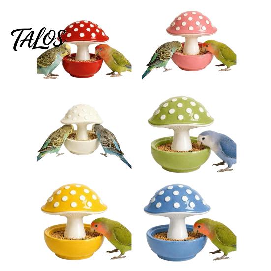 Talos Mushroom Bird Feeding Bowl, No Mess Pet Cage Feeder, Covered Food or Water Bowl for Small Animals Budgie Cockatiel Hamster