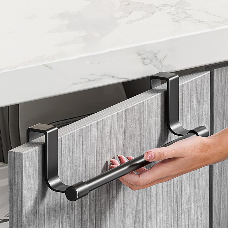 1Pcs Wall-Mounted Kitchen Cabinet Towel Rack - Space-Saving Dishcloth Holder For Home And Bathroom No Drilling Require