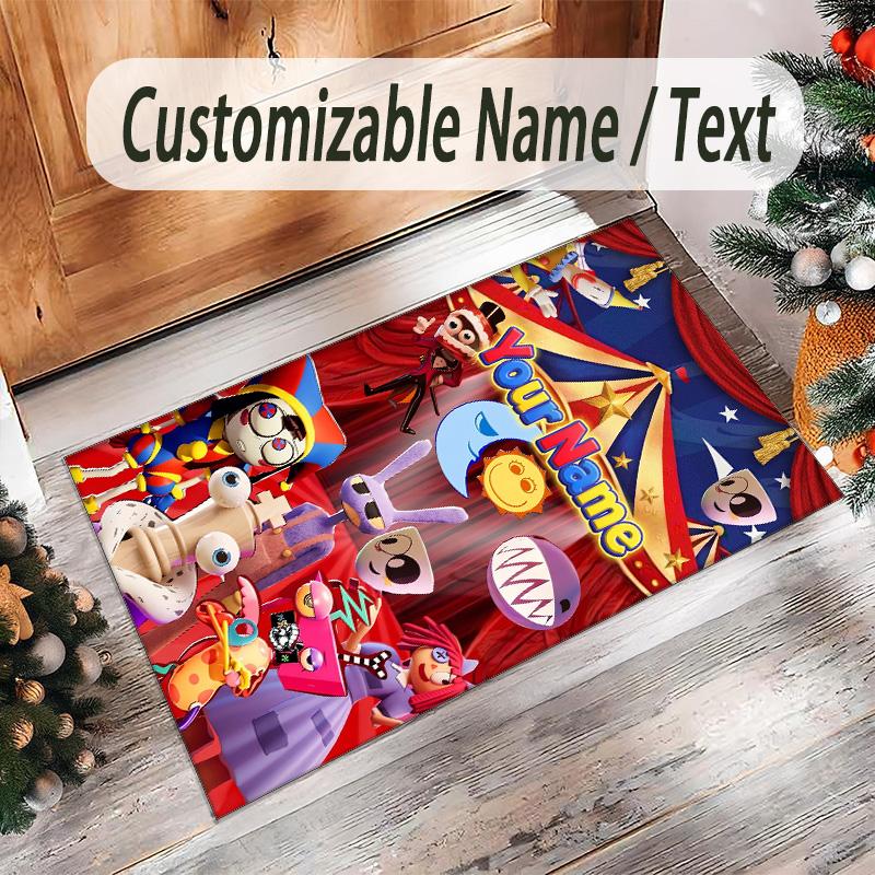 Personalized Crystal Velvet Carpet Custom Name Text,The Amazing Digital Circus Anti Slip Area Rug For Home Decoration