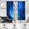 Galaxy Window Curtain Blue Outer Space Star Kids Boys Men Celestial Cloud Universe Trippy Cool Anime Living Room Bedroom Rod