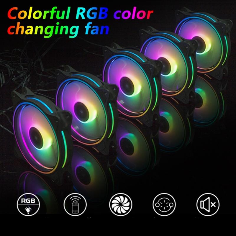 High Speed 1500RPM Silents RGBs PC Cooling Fan Two Side Lighting 1200LM Brightness ABS Material Tool Free Installation For Desktop Laptop