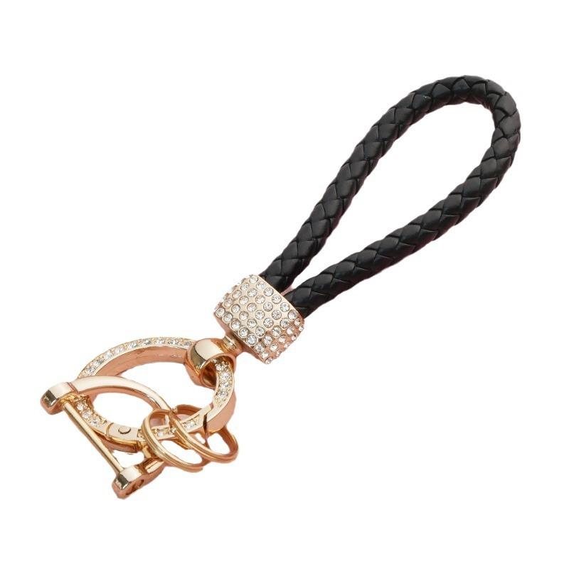 Handcrafted Braided Rope Keychain Sparkling  - Stylish Monochrome Car Key Ring Fashion-Forward Accessory