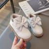 Multi Color Versatile Girls Boots with Flat Heel Low Cut Bow Anti Slip and Waterproof Winter Microfiber Leather Fashion Boots