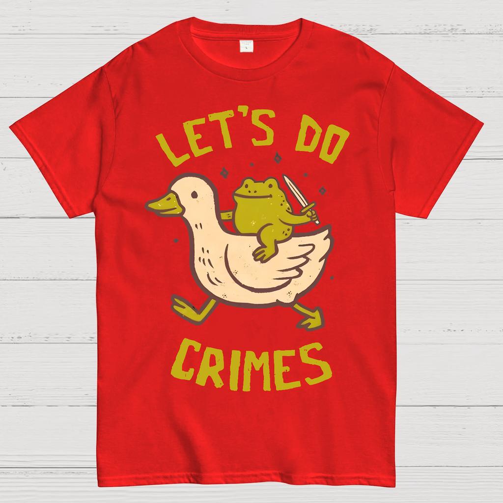 Let's Do Crimes Geek T-Shirt Y2K Printed Short-sleeved Casual Loose T-shirt Round-neck Cotton Sportswear Unisex