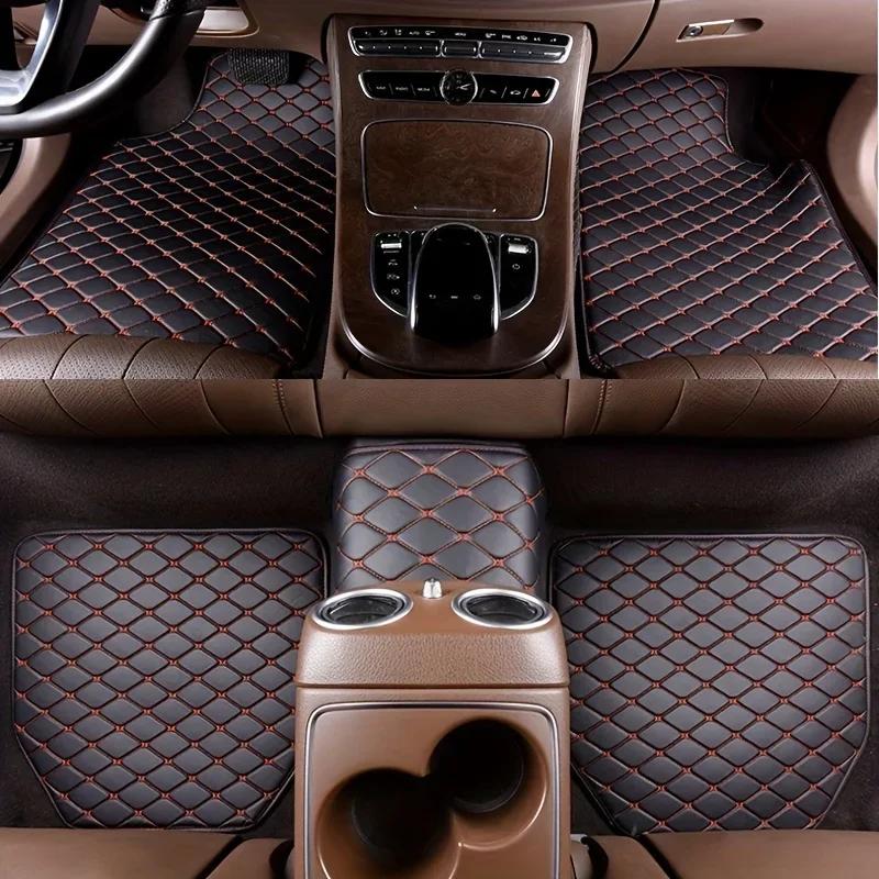 5 PCS PU Leather Car Floor Mats Waterproof and Dustproof Car Floor Mats Set Protective Mats Fashionable Car Interior Accessories