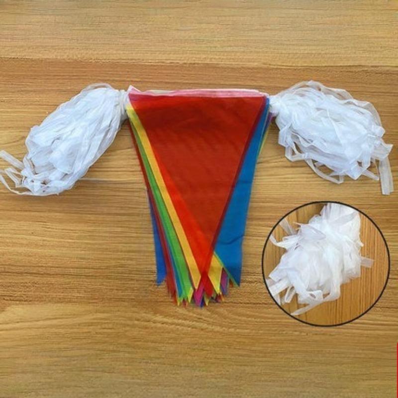 50/80/100M Multicolored Triangle Flags Bunting Banner Nylon Fabric Pennant Festival Outdoor ColorfulHomeWeddingHangingDecoration