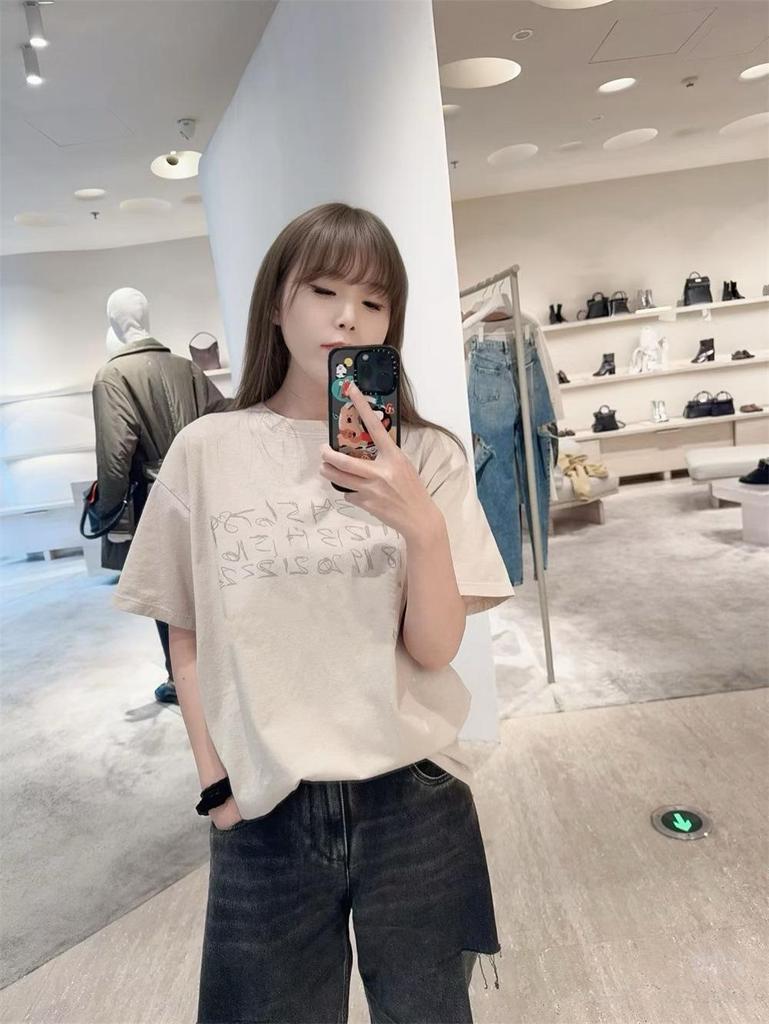 2026 Spring/Summer Women's Casual Cotton Round Neck Letter T-Shirt - Loose Fit, Short Sleeve, Trendy & Versatile