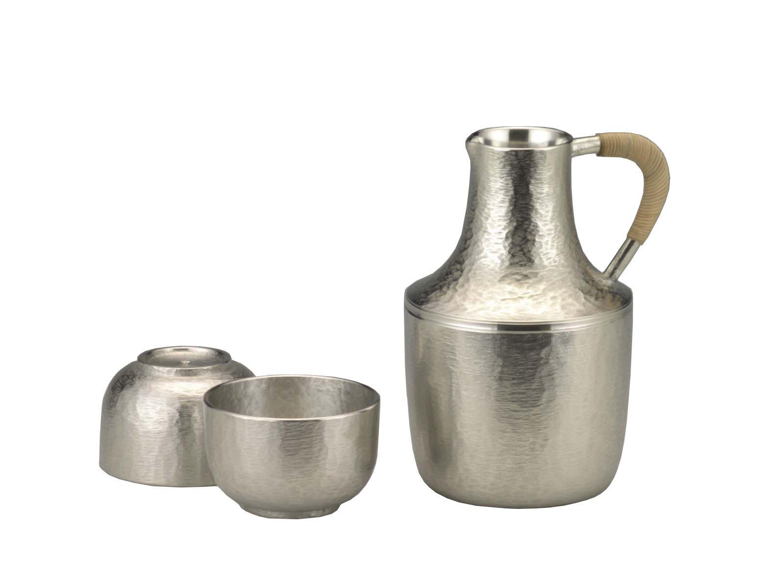 

Osaka Tinware (Suzuki) Sake Set Yayoi 8-2 (1 Senrori, 2 Sake Cups)