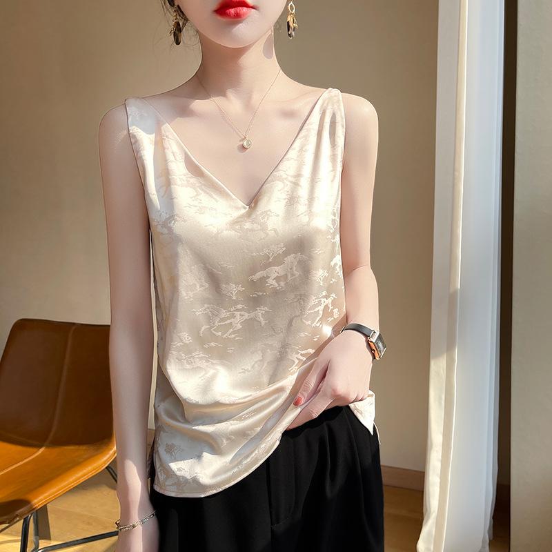 Women's Plus Size V-Neck Sleeveless French Style Strap Vest