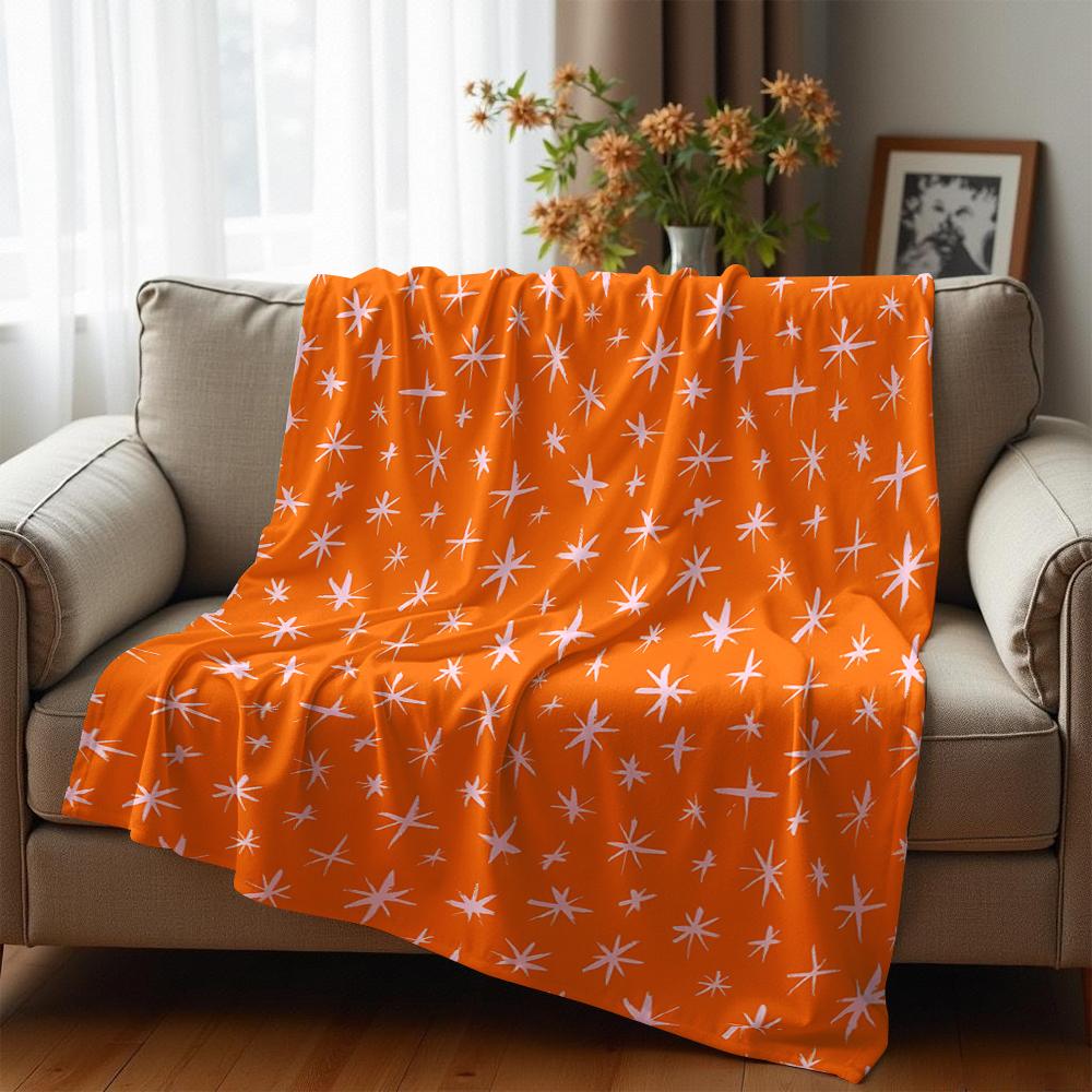 Orange Star Sketch Soft Flannel Blanket Breathable Warm Throw for Office Car Sofa Kids Room Birthday Xmas Gift