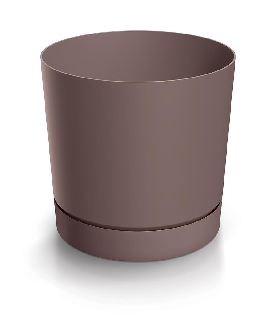 Tubo P 110 round flowerpot with saucer | Marsala