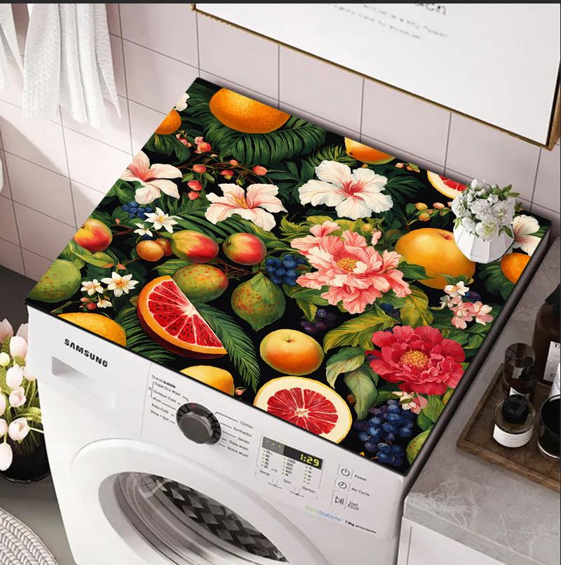 Blue Butterfly & Daisy Drain Mat Absorbent Non-Slip Washing Machine Dust Cover Pad, Dish Drying Mat for Kitchen, Laundry Room
