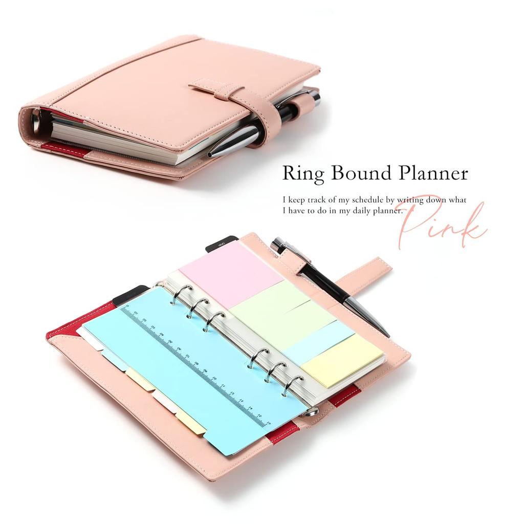 Lightex System Organizer, Genuine Vegetable-Tanned Leather, Bible Size, 6-Ring Hole, Lightweight, B6monolether01, Navy