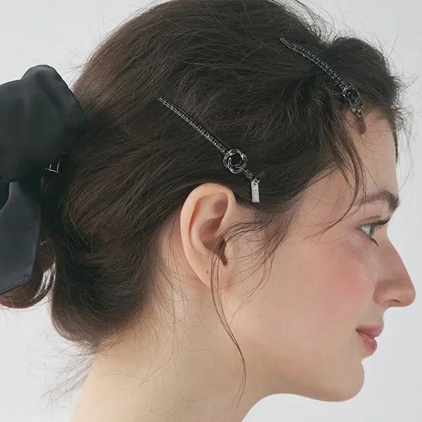Schwarze Rosen-Haarnadel-L JC034SL