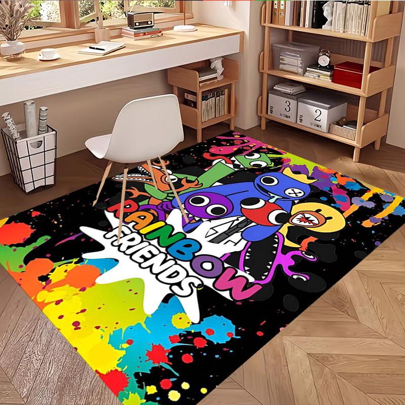 Game Rainbow Friends Print Rug, Washable Floor Carpet, For Entryway Dorm Laundry Room Office Study, Home Decor Birthday Christmas Gift