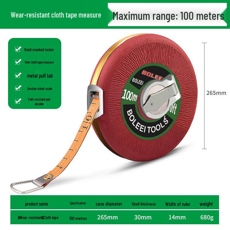 Leather Non-slip Soft Tape Measure - 20, 30, 50, 100 Meters Cloth Ruler