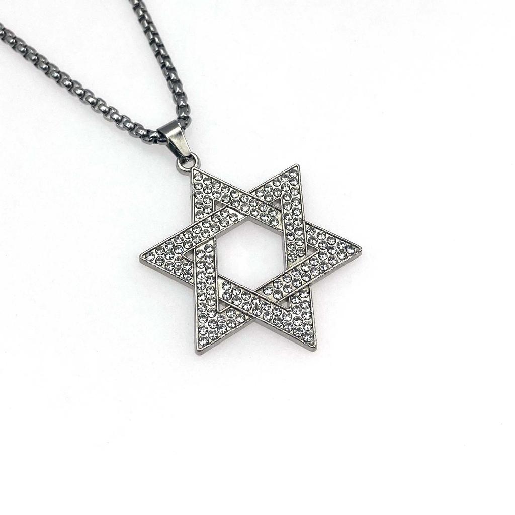 Hip Hexagram Titanium Steel Pendant Necklace Tide Chain Cool Mesh Sweater Chain Accessories