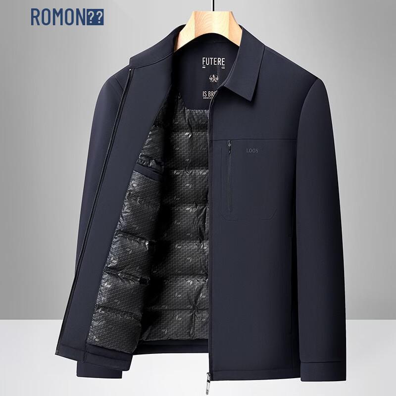 ROMON Men's 90% White Duck Down Executive Collar Jacket
