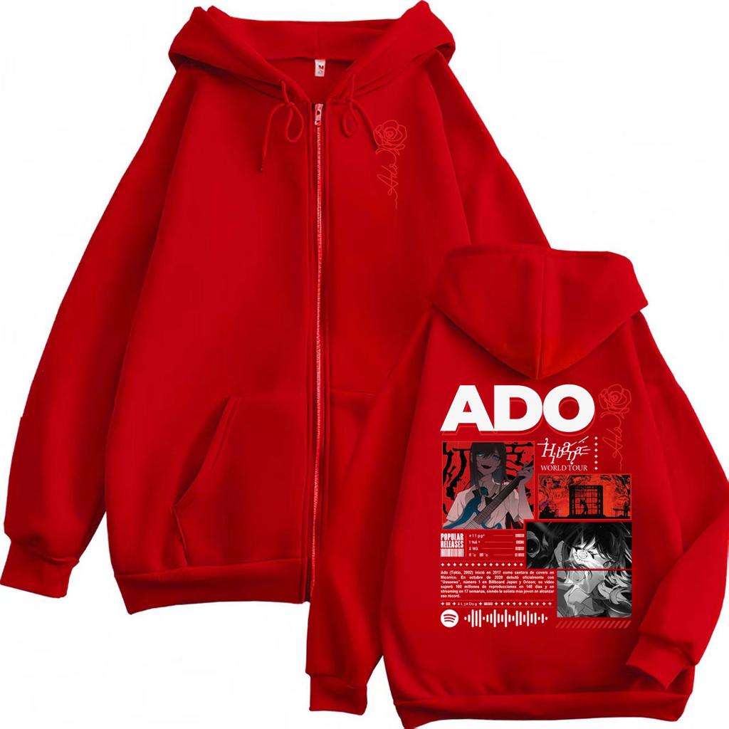 Singer Ado Hibana World Tour Dragkedja Hoodie Harajuku Japansk Stil Dragkedja Tröjor Herr Dam Casual Överdimensionerade Tröjor