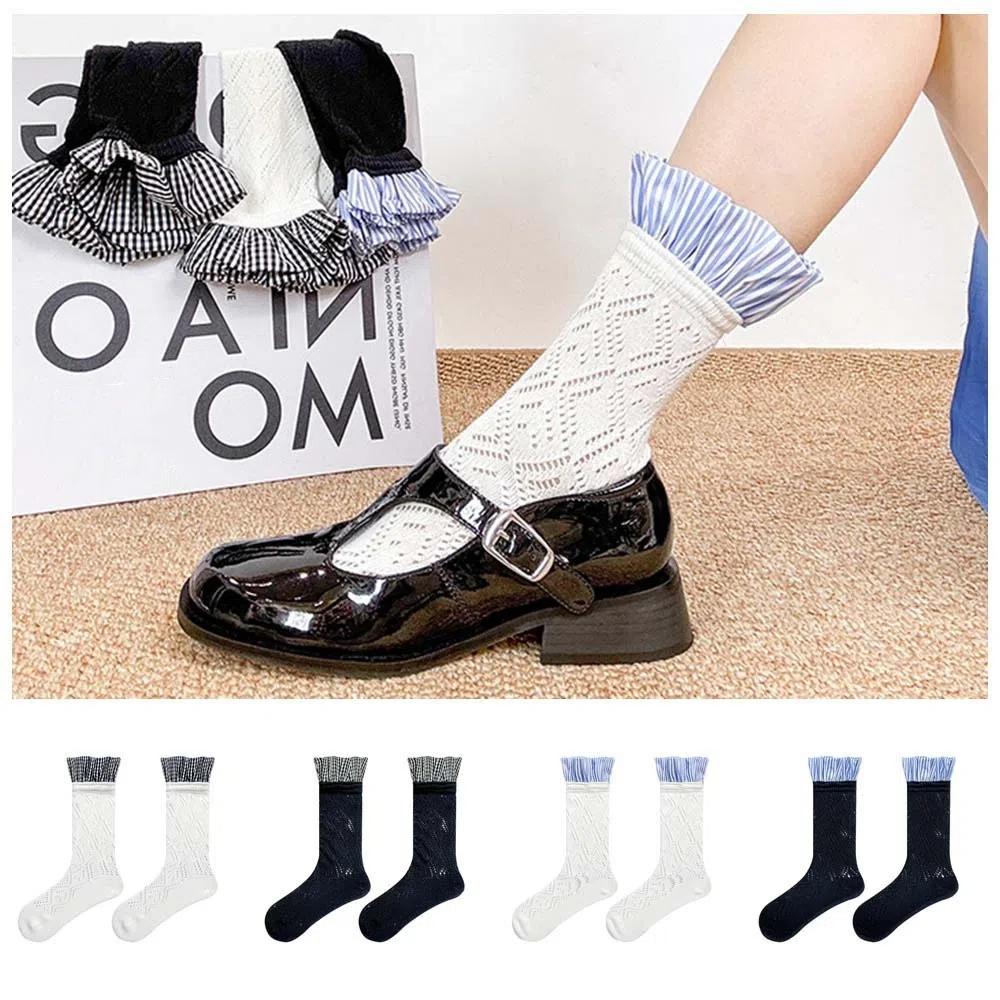 

Thin Ruffle Socks Ballet Style Women Hosiery Elastic Short Sock Lady StyleC