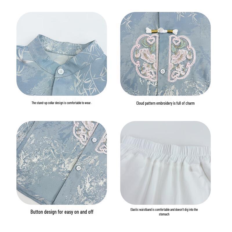 Boys' Summer Hanfu Short-Sleeve Two-Piece Set