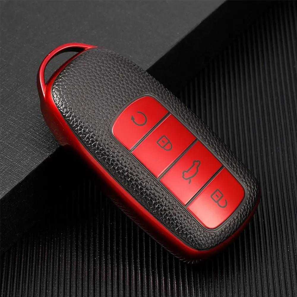 1x Car Interior Keychain Protector Car Smart 4 Button Key Case Cover Shell Bag for Chery Tiggo 8 Pro Tiggo 8plus New 5 Plus 7pro