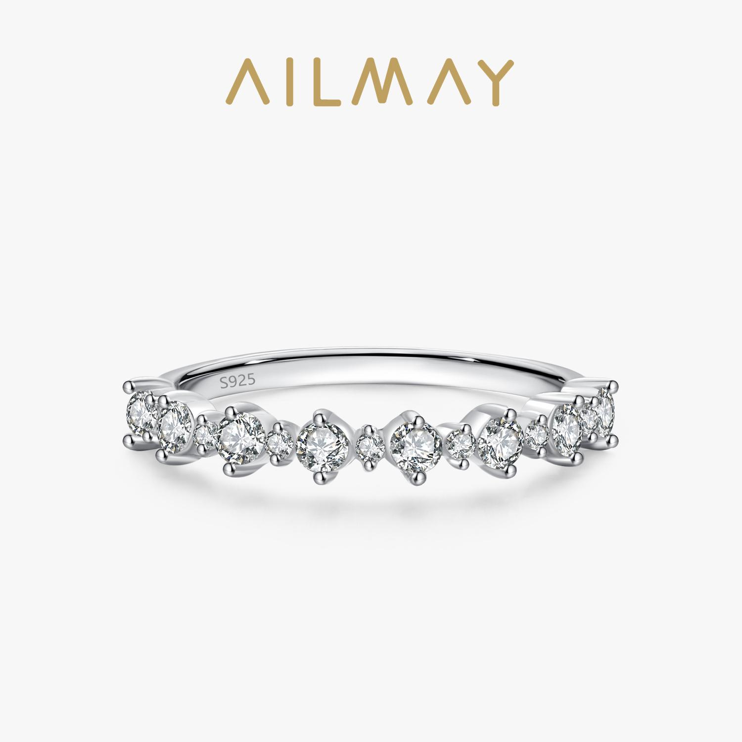 

Ailmay Classic 100% 925 Silver 5A Zirconia Dazzling Simple Stackable Rings For Women Wedding Engagement Jewelry Gift 9