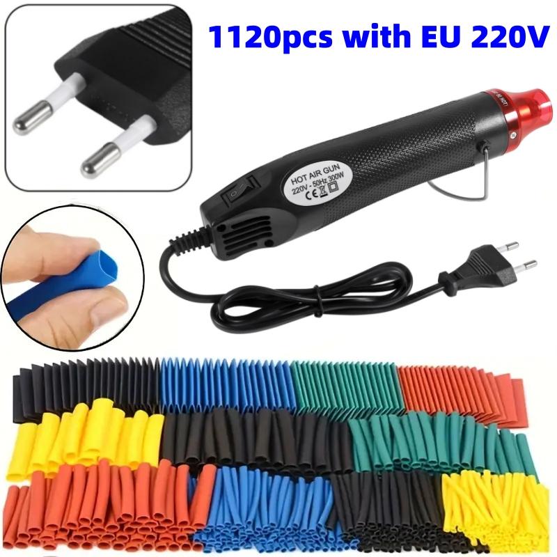 164/328/560/1120Pcs Heat Shrink Tubing Kit Hot Air Gun Heat Gun with Heat Shrink Tube EU US 110V 220V Heat Shrink Tubing Kit 2:1