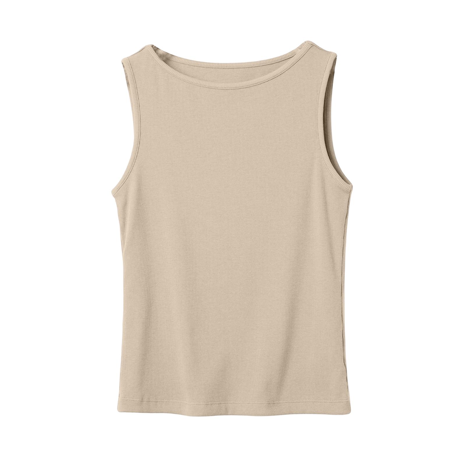 

Women s I-shaped Vest With One Collar And Sleeveless Undershirt, Camisole Top M бежевый