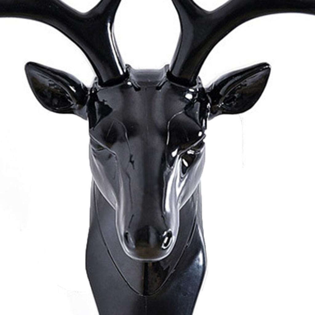 3D Deer Head Wall Hook Plastic Wall Mounted Decorative Towel Key Holder Hanger for Living Room Bedroom Black