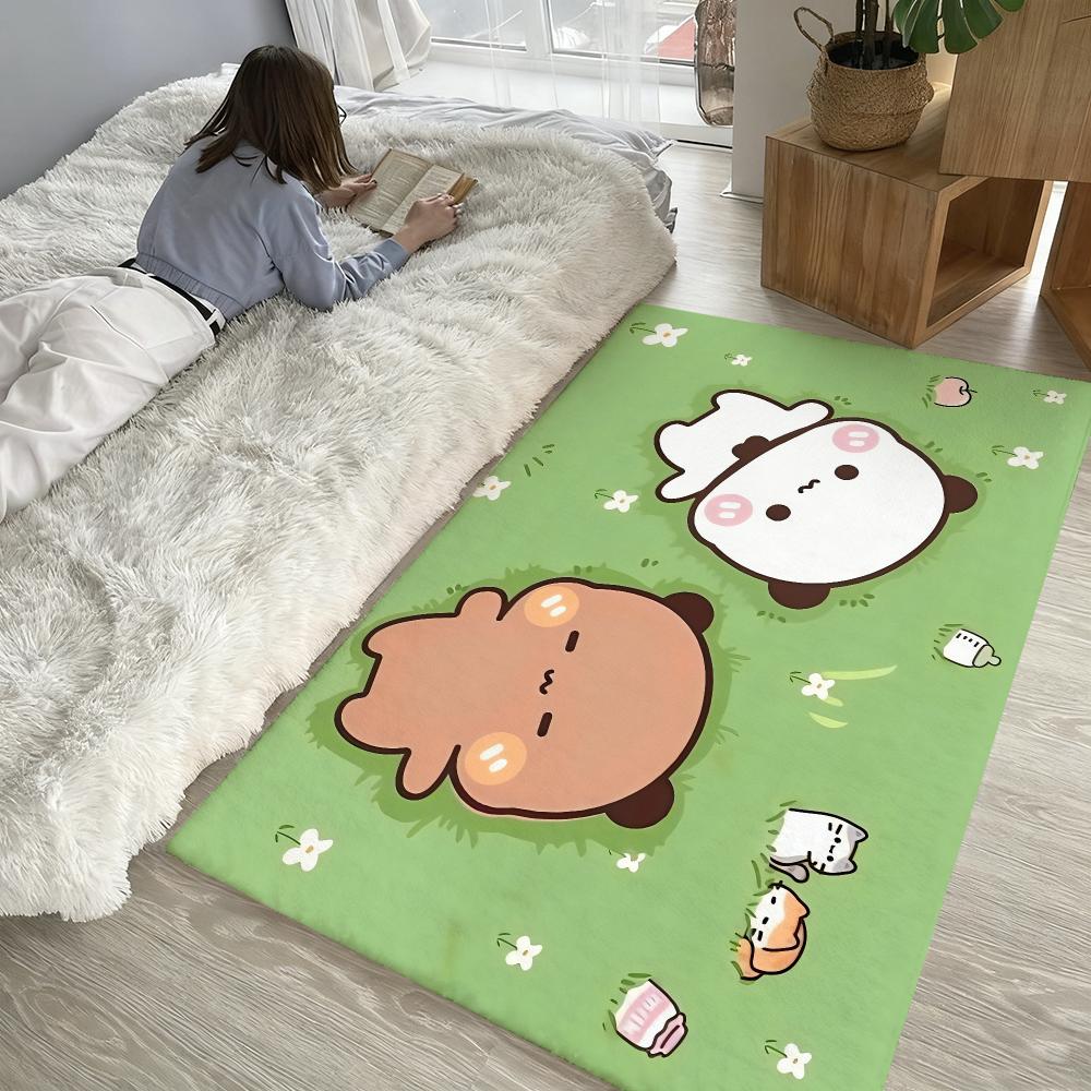 milk and mocha bear Floor Mat Soft Thickened Absorbent Non-Slip Bedroom Living Room Door Mat Home Decor Flannel Rugs