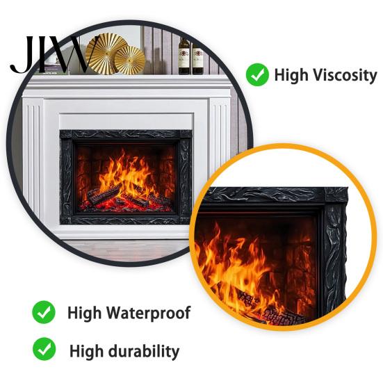Cozy Living Room Decor Fireplace Flame Wall Decal, Vintage European Background Sticker, Self-Adhesive Waterproof Window Sticker Mural for Dining Space