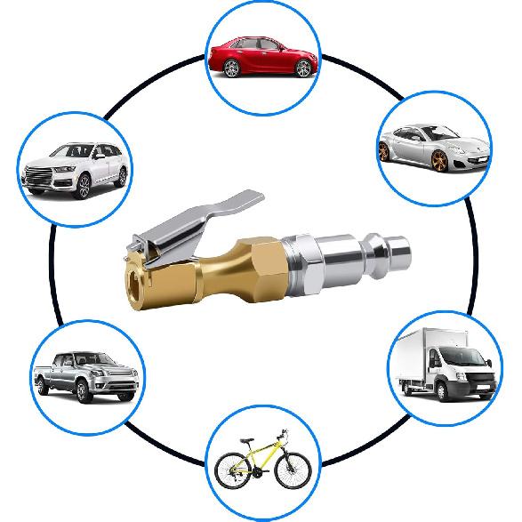 SAFELIFE Brass Air Chuck Closed Flow Tire Chuck Heavy Duty Lock On Tire Inflator Chuck With Clip