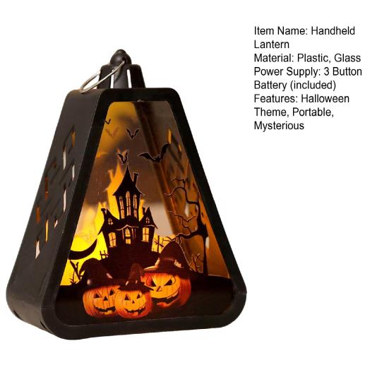 Halloween Håndholdt LED-lanterne Bærbar Nattlampe med Gresskar Slott Heks Mønster Batteridrevet Halloween-lampe for Innendørs Utendørs Festdekor
