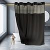 No Hook Shower Curtain with Snap In Liner, 230GSM Waffle Weave Shower Curtains for Bathroom, Hotel Grade,Spa Like Bath Curtain