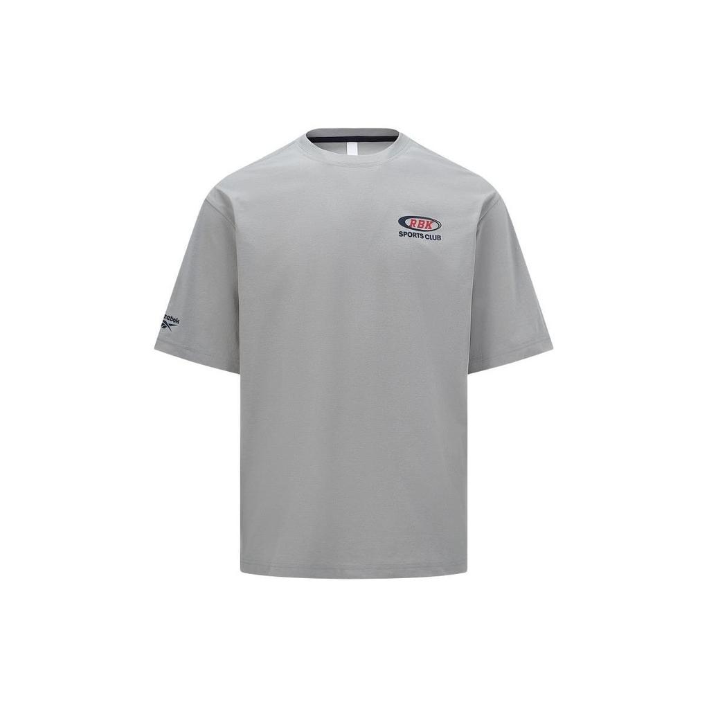 Reebok Logo Print Simple Fashion Casual Color Block Knit Crew Neck Loose Short Sleeve T-Shirt Unisex T-Shirt Gray 24SRC415UGG5