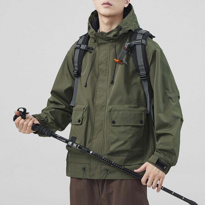 Three-Proof Technology Fabric Outdoor Mountaineering Jacket Men'S Hooded Loose Casual Jacket Men'S Jacket Comfortable