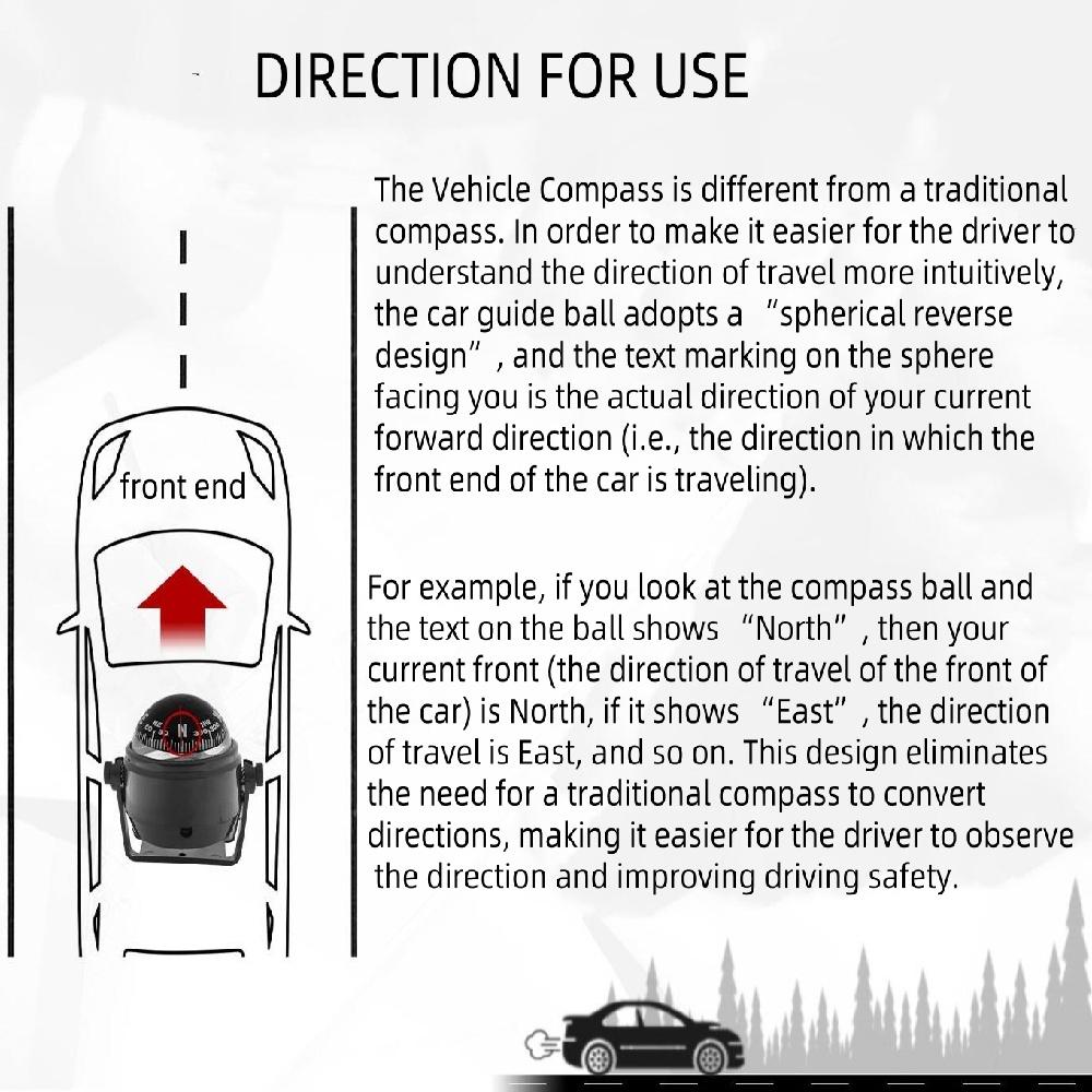  ABS Plastic Adjustable Boat Compass Dash Mount Electronic Navigation Marine Night Ball Compass For Boat, Truck, Caravan