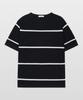 MANNERGRAM Striped Boat Neck 100% Cotton Short Sleeve Knit Black