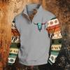 Men's Print Hoodie, Western Long Sleeve Pullover Sweatshirt with Pattern