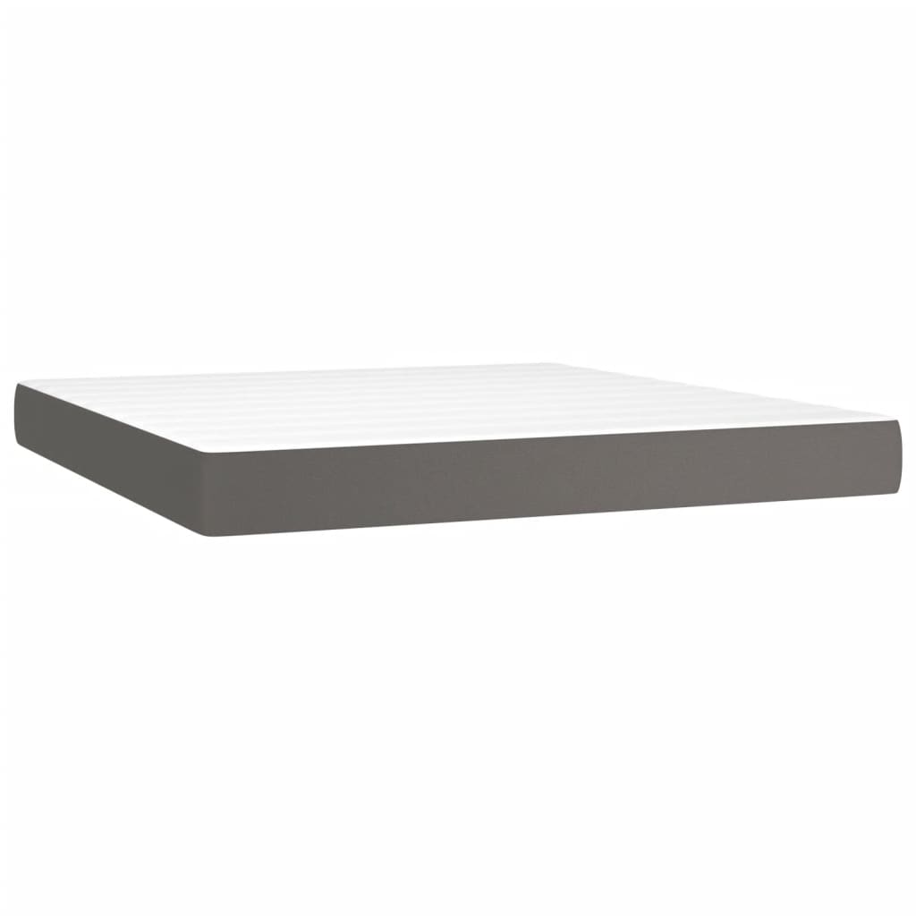 Pocket Spring Mattress Medium Grey 160 x 200 x 20 cm Faux Leather