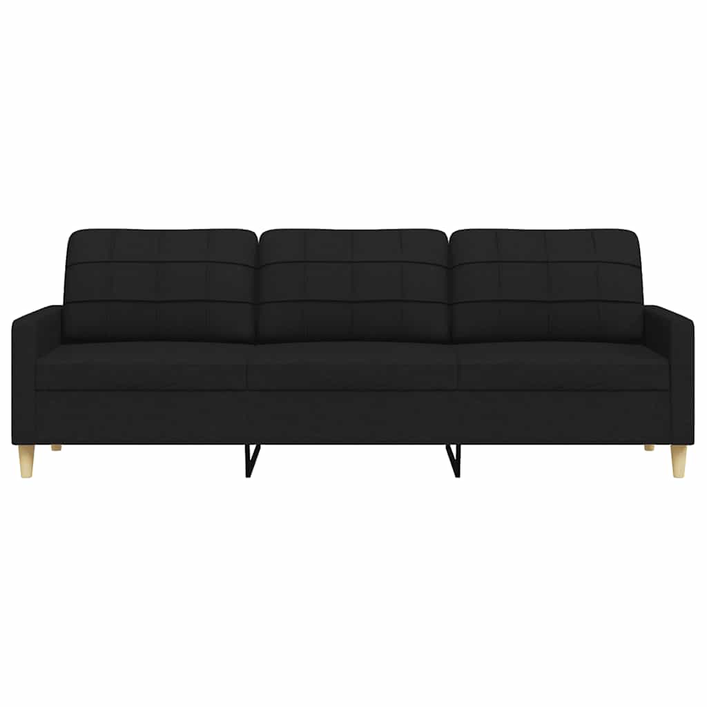 3 Seater Sofa Black 210 cm Fabric