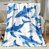 Walhai blau Aquarellmuster weißer Hintergrund weiche Flanelldecke Meerestier Meeresleben Druck Kinderzimmer Babybettwäsche