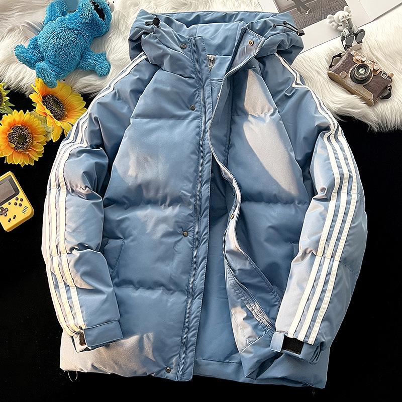 

Мужская зимняя новая повседневная куртка с капюшоном, утепленная куртка, теплая утолщенная свободная куртка, стеганая куртка, стеганая куртка 4XL светло-синий