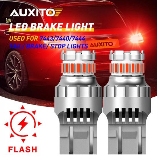 LED Brake Tail Signal Light Bulbs 7443 7440 Flash Strobe Red Bright