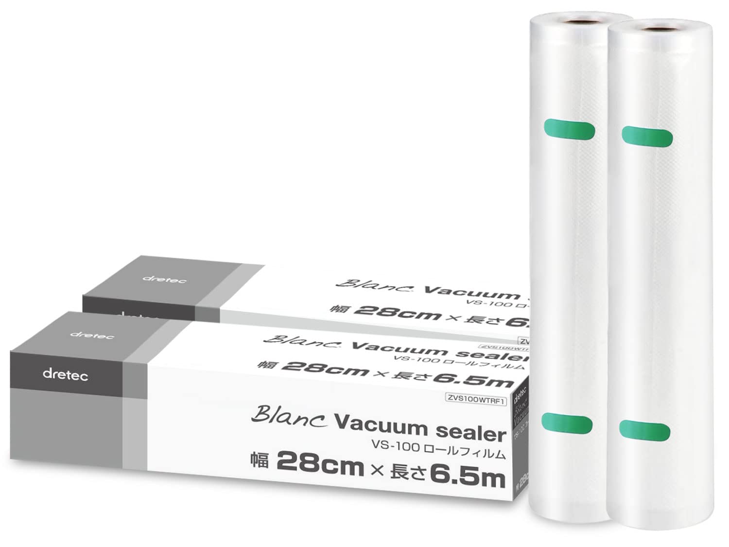 

dretec Вакуумная упаковка Вакуумная упаковка Специальный набор рулонов Ширина 28 см x Длина Толщина Прозрачная машина, Пакет, Пакет, 2, Пленка, 6,5 м, 0,26 мм,