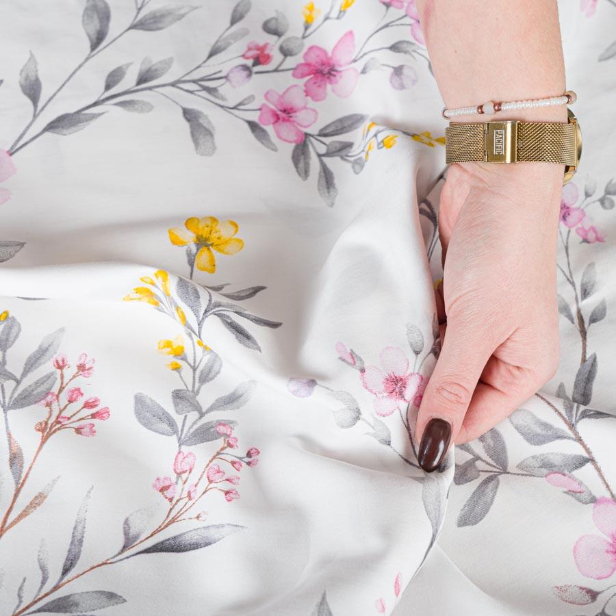 ZOE bedding set 220x200 cm - satin cotton, subtle floral pattern